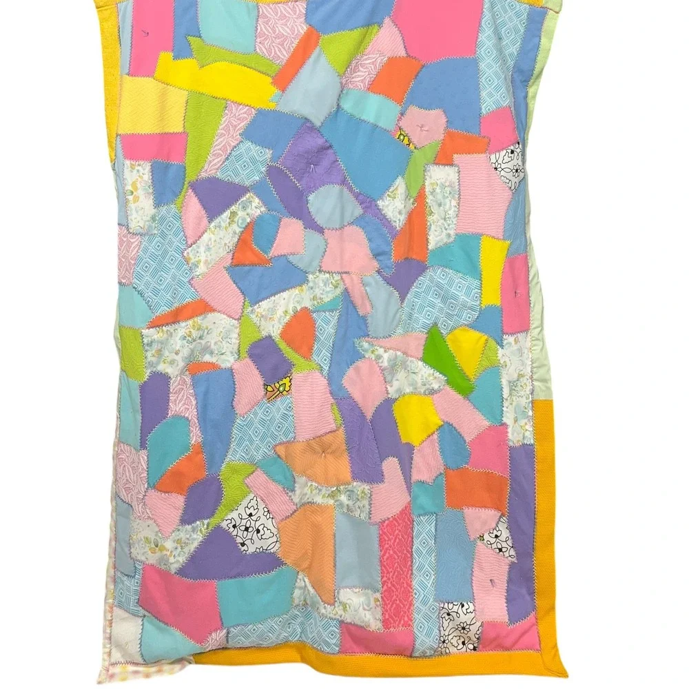 Vintage Pastel Floral Patchwork Quilt Throw 50x62‎